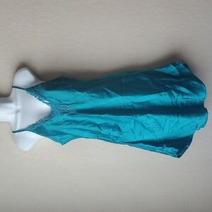 Vtg Kathryn Liquid Satin Slip Dress Womens  Turquoise/Teal sleep lingerie